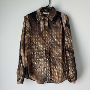 Vintage Expose Blouse Disco Pattern Zebra Funky Small